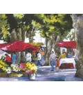 Ruggeri - Marché sous les platanes - 32x38cm